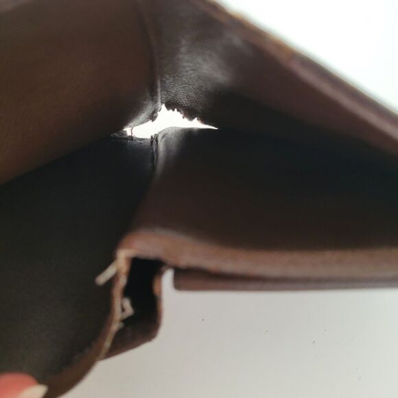 Vintage Louis Vuitton Men's LV Brown Bi-Fold Damier Leather Wallet Damaged Fair - Picture 7 of 12